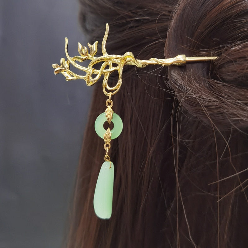 Chinese Style Hanfu Headpiece Women Flower Long Tassel Hairpin