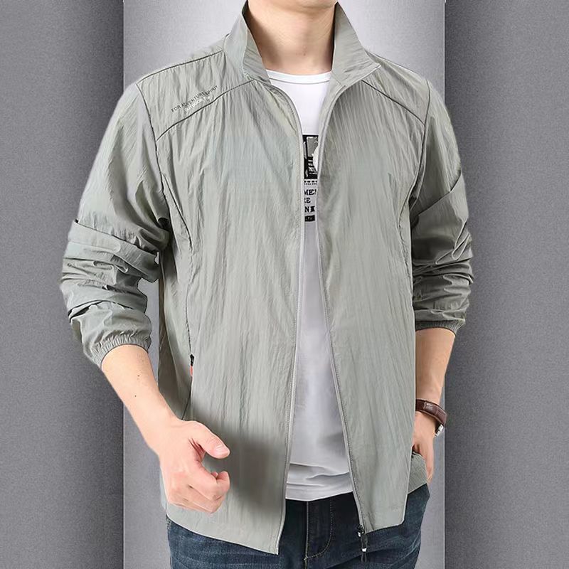 Quick Drying Breathable Jacket Loose Stand Collar Coats Pocket Sports Men