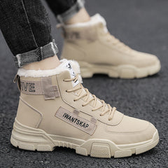 Ankle boots men snow boots winter warm Lace-up men shoes boots