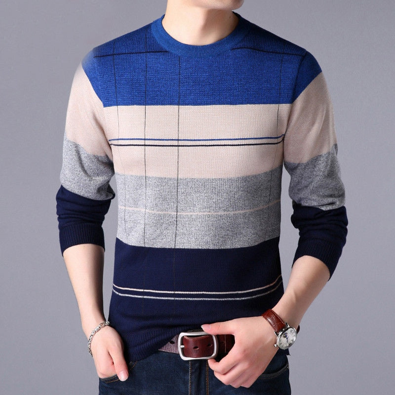 Autumn Winter Casual Loose Striped Sweaters Long Sleeve Pullover Keep Warm