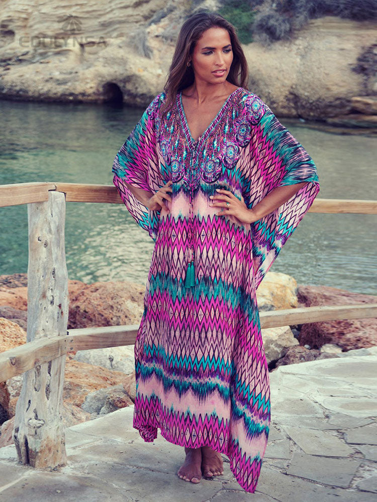 Moroccan Kaftan Bohemian Printed Summer Dress Long Tunic