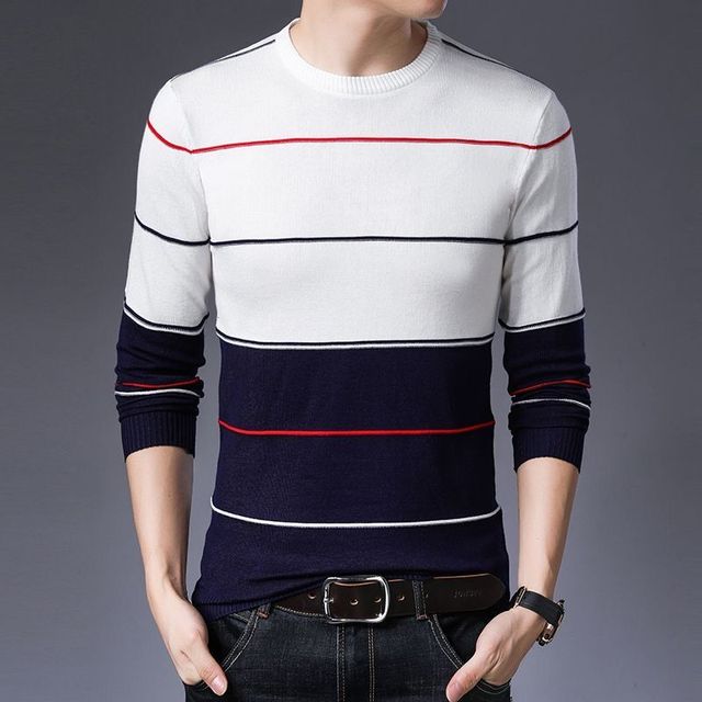 Men Sweater Knitted Pullover Classic Slim Bottoms Casual Fashion Sweaters