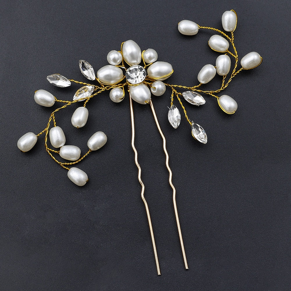 Silver Color Pearl Rhinestone Wedding Hair Combs Bridal Jewelry