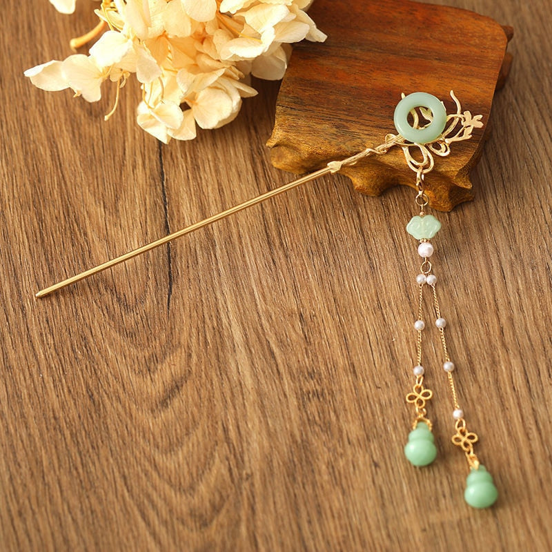 Chinese Style Hanfu Headpiece Women Flower Long Tassel Hairpin