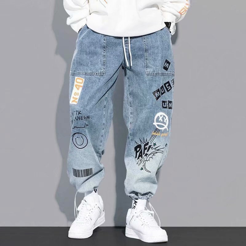 Hip Hop Pants Men's jeans Cargo Pants Elastic Harun pants Joggers Pants