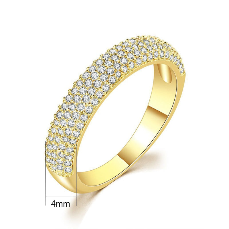 Handmade Eternity Promise Gold Color Crystal Ring