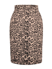 Women Leopard Print Long Skirts Suede Fabric Official Ladies Wrap Skirt