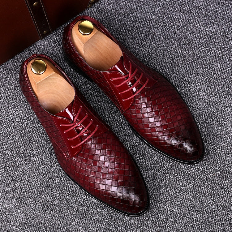 Formal Shoes Men Dress Business Shoes Geometric Oxfords Flats