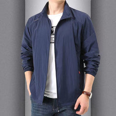 Quick Drying Breathable Jacket Loose Stand Collar Coats Pocket Sports Men