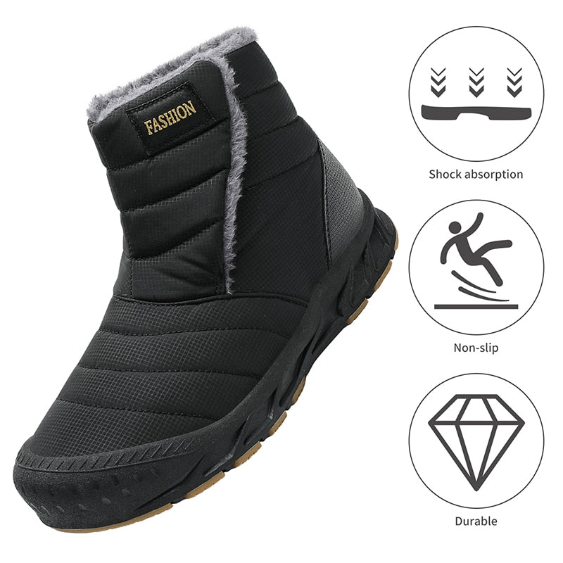 Men Snow Boots Plush Warm Winter Ankle Boots Non-slip Shoes