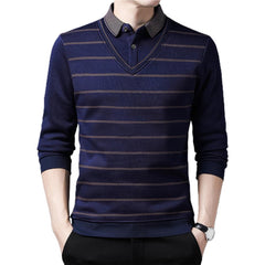 Men Sweater Turn-down Collar Long Sleeve Slim Spring Sweaters Slim