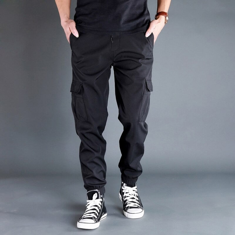 Men Pants Thick Fleece Joggers Multi Pocket Loose Sport Trousers Casual Pants